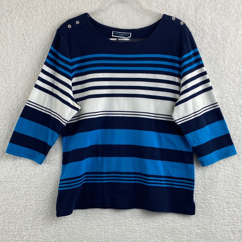 Karen Scott Sport Nautical Popover Top, Women’s Size XXL.